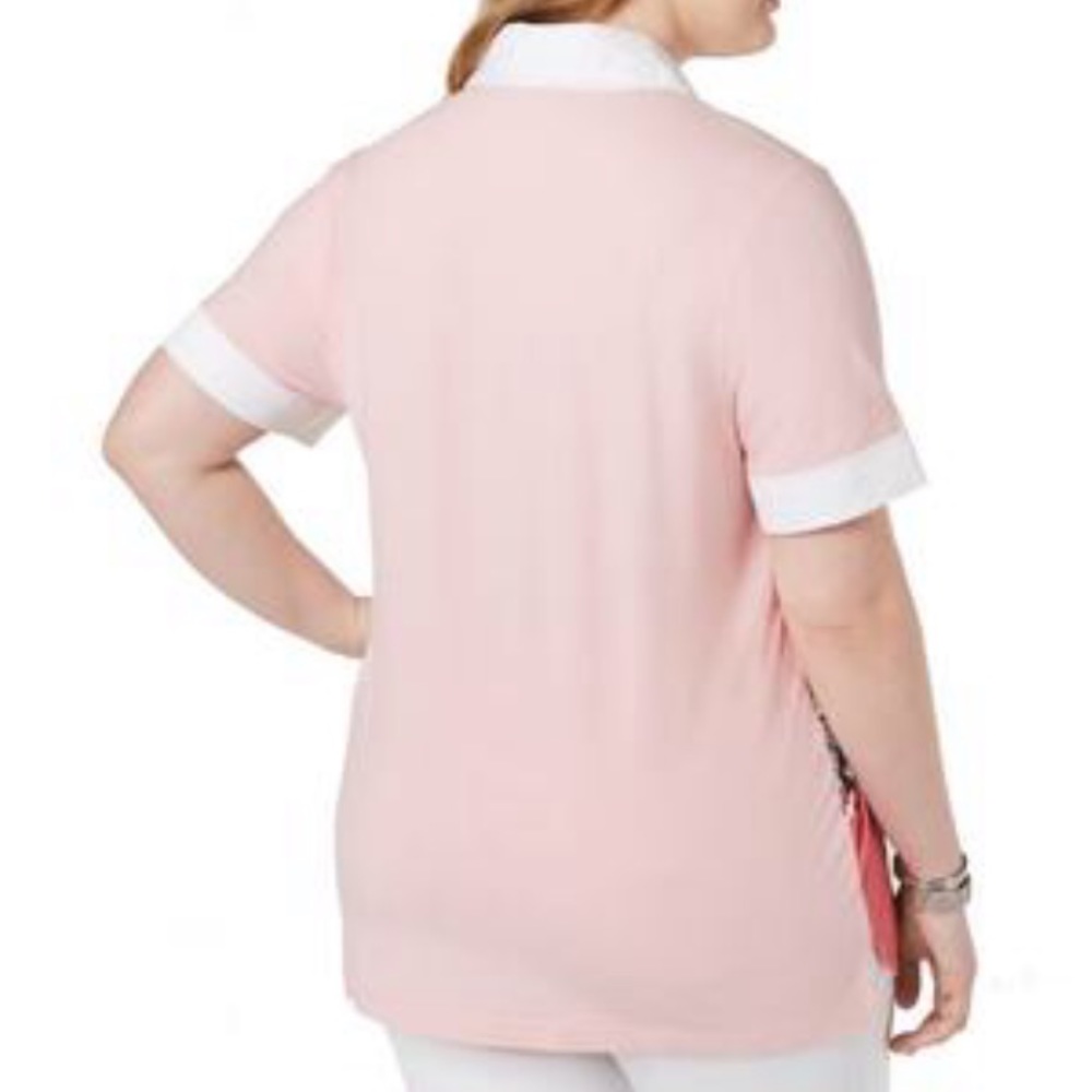 Tommy Hilfiger Colorblock Floral Stripe Polo - Women’s Plus Size 3X - Picture 2 of 16